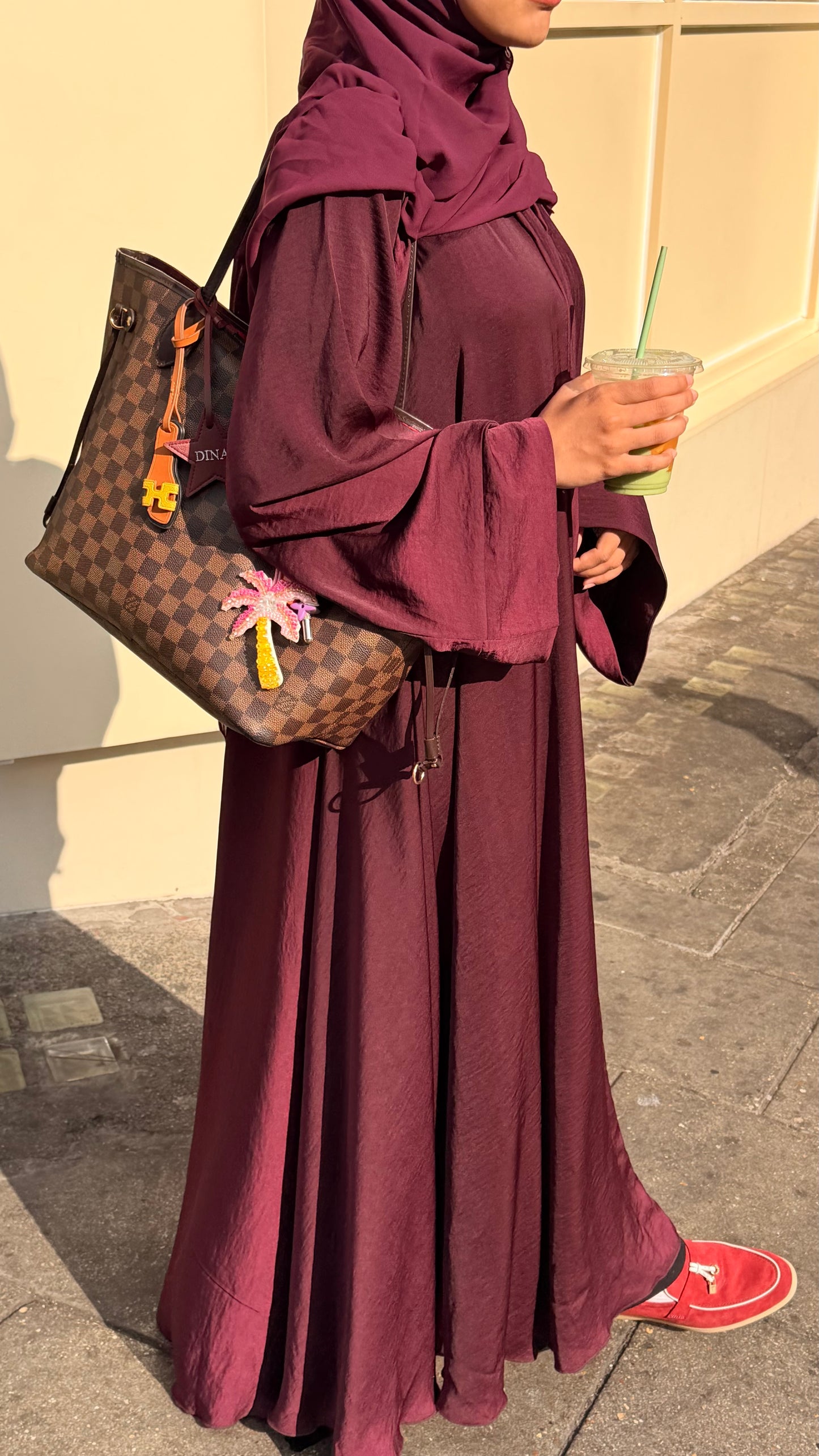 Maroon Open Abaya with Hijab