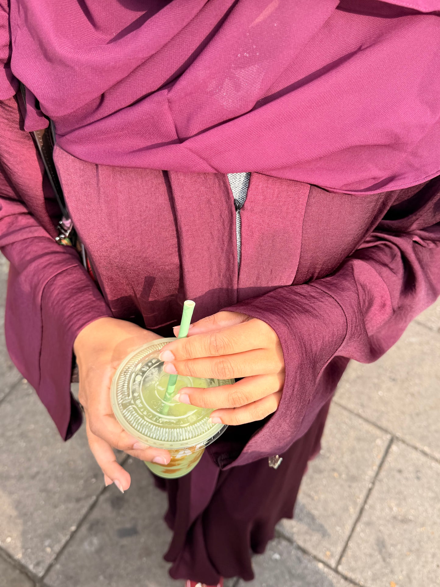 Maroon Open Abaya with Hijab