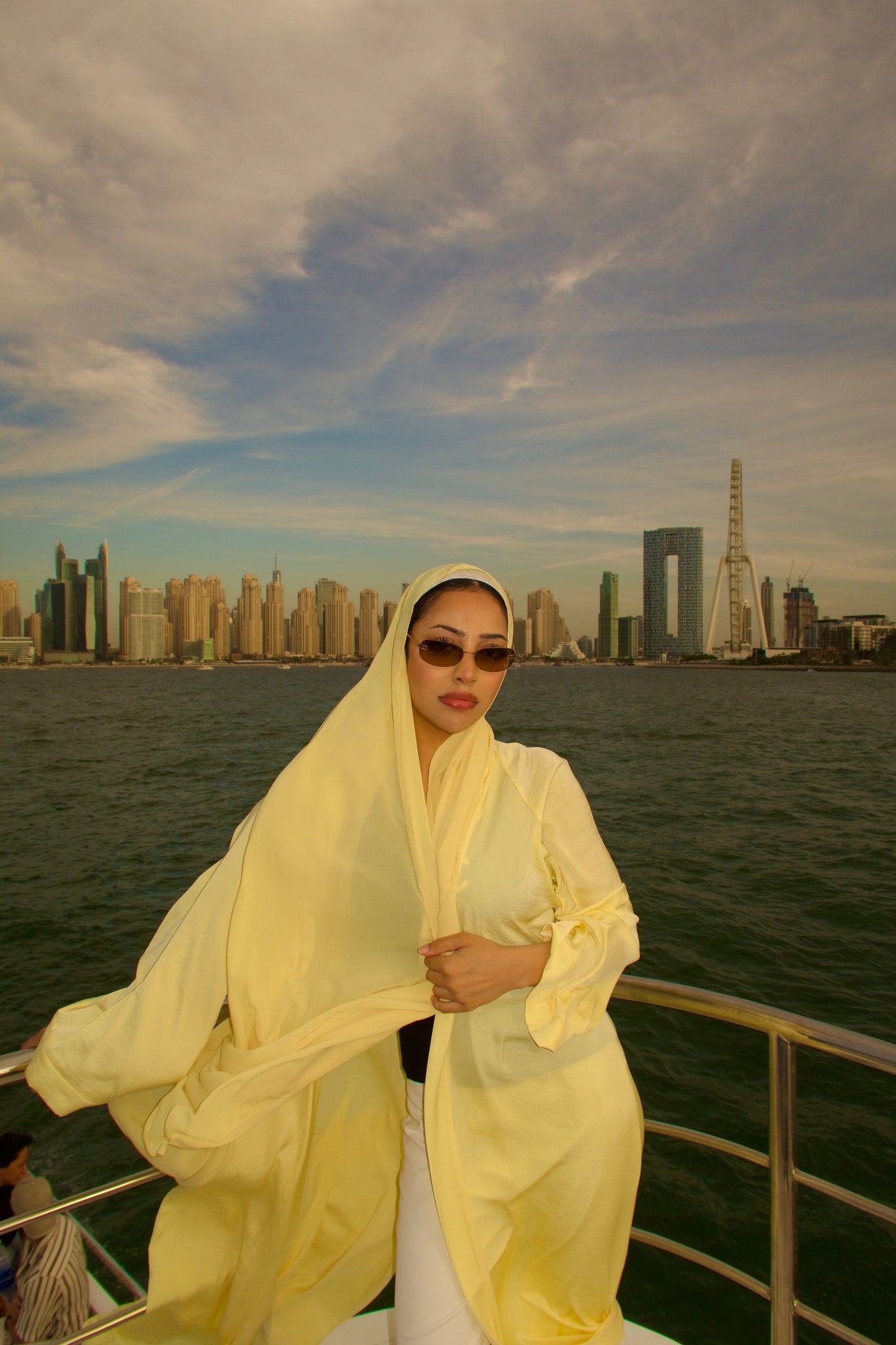 Butter Yellow Open Abaya with Hijab